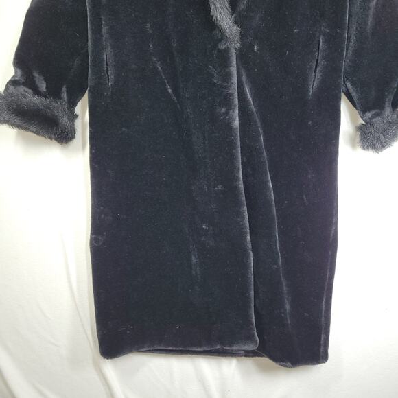 Vintage Dona Lucci Faux Fur Coat Womens 12 Black USA 70s Mob Wife Winter Fall - Picture 3 of 14